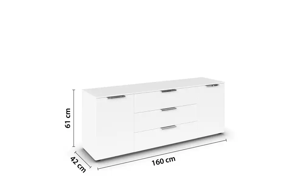 Sideboard Weiß Weiß Front: Dekor, Oberboden: Dekor verchromt
