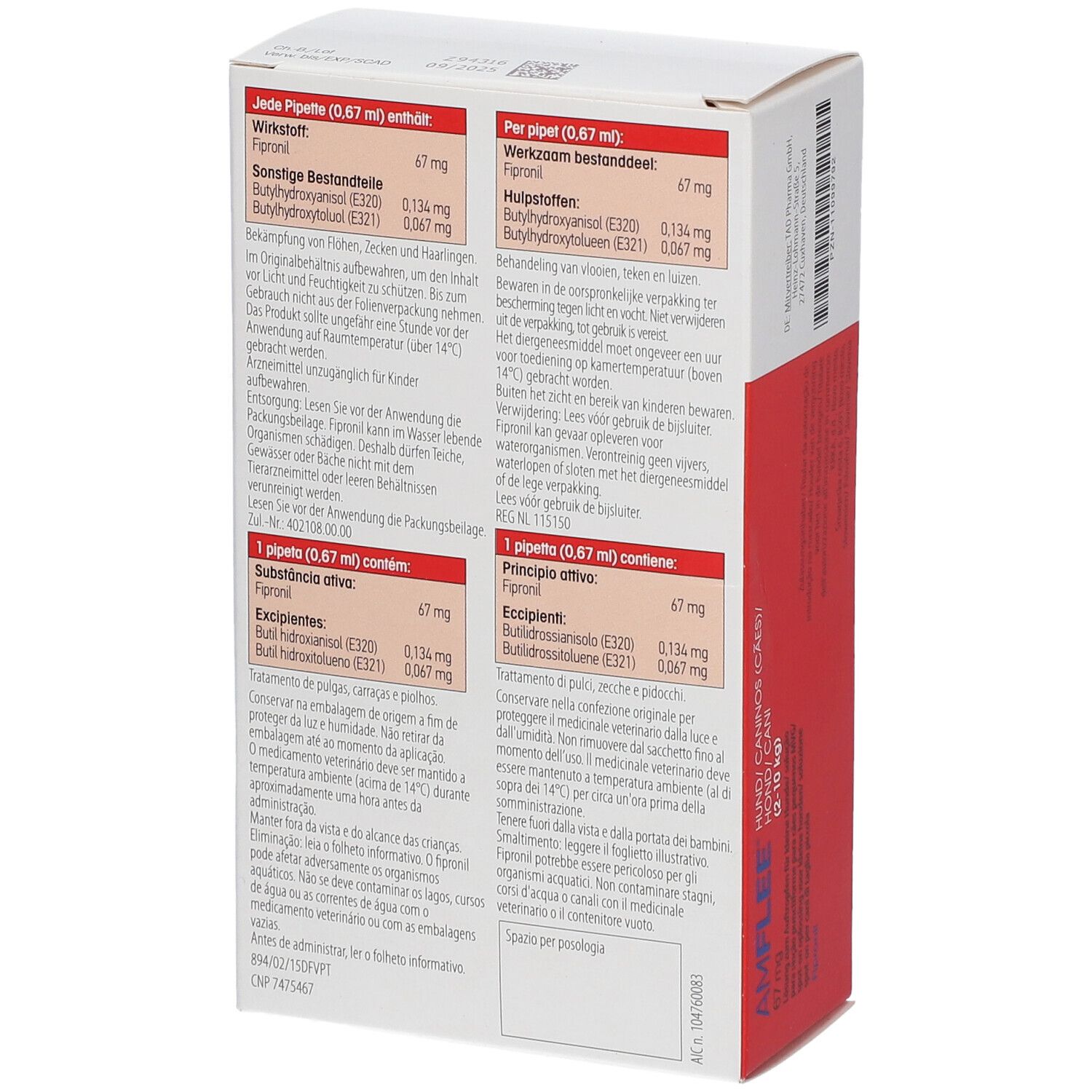 Amflee® 67 mg für kleine Hunde