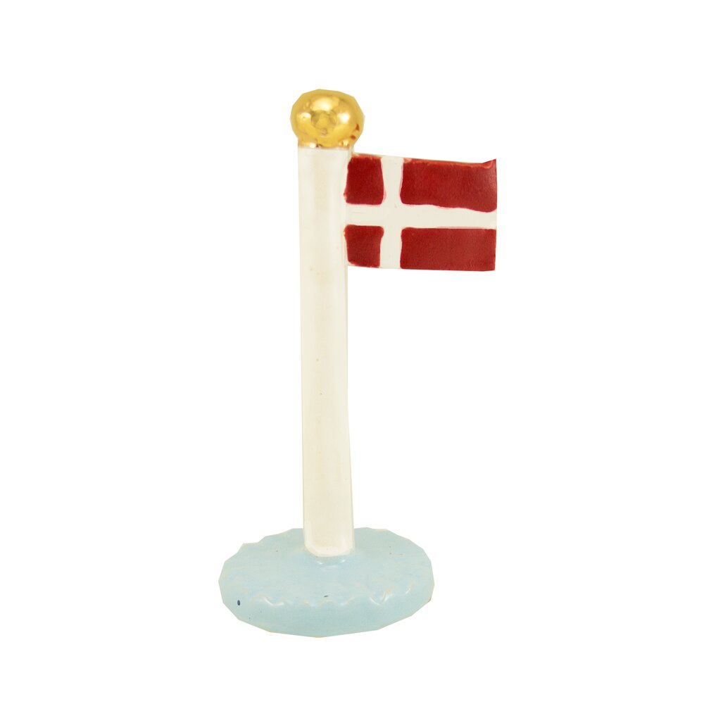 TheClayPlay  Klassisk flag med guldknop, pastel blå/guld - H6-10cm.