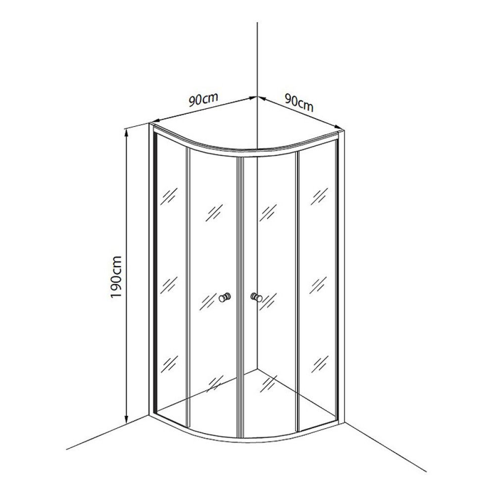 DUSJHJØRNE BATH DELUXE DALLAS 90X90CM