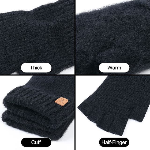 Halvfingerhandsker fingerløse handsker Mørkegrå