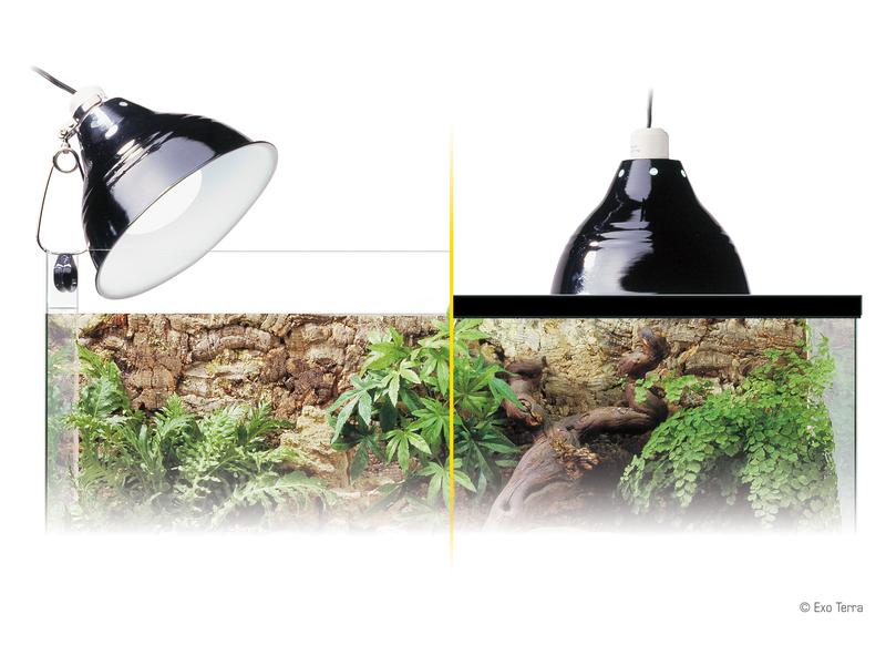 Exo Terra Klemmlampe Glow Light M, Ø 21 cm Porzellan-Klemmlampe mit Leuchtreflektor