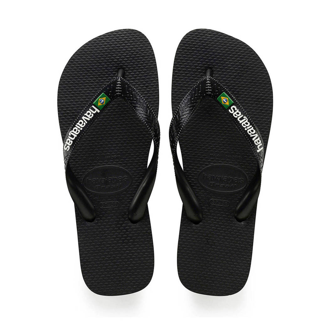 Havaianas Brasil Logoteenslippers zwart