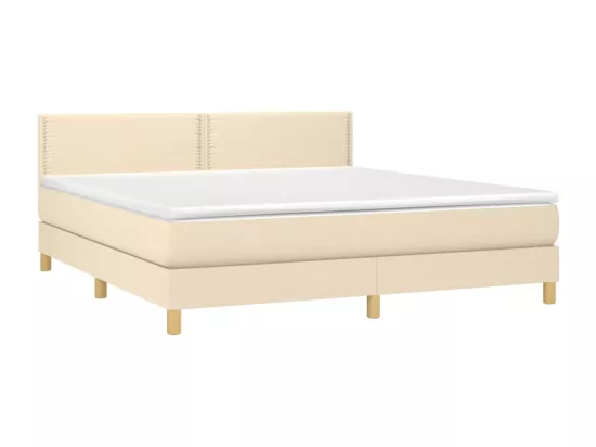 Sommier tapissier avec matelas et LED Crème 160x200 cm Tissu