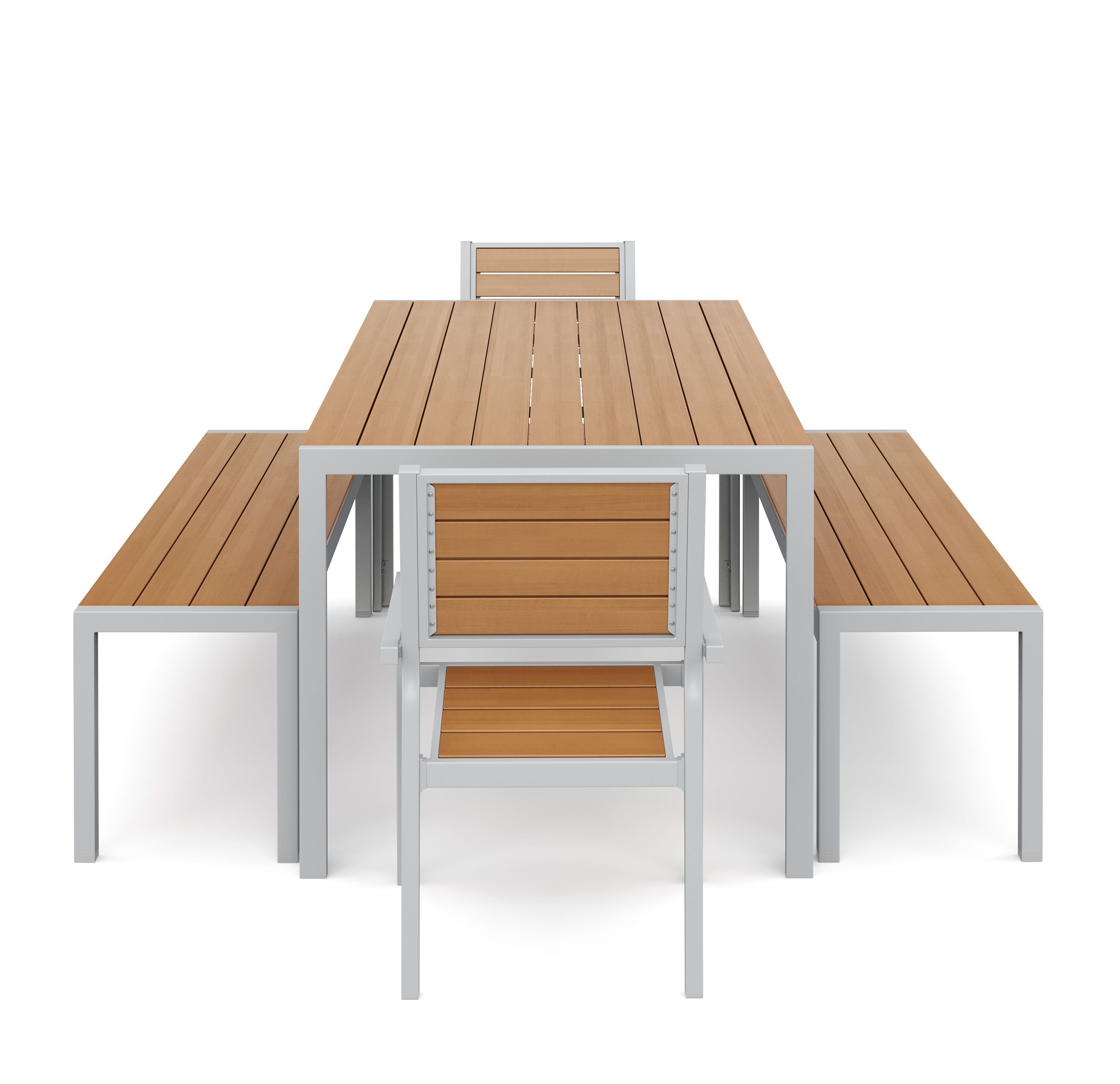 Gartenmöbel Set ZILO 2 Stühle + 2 Bänke braun