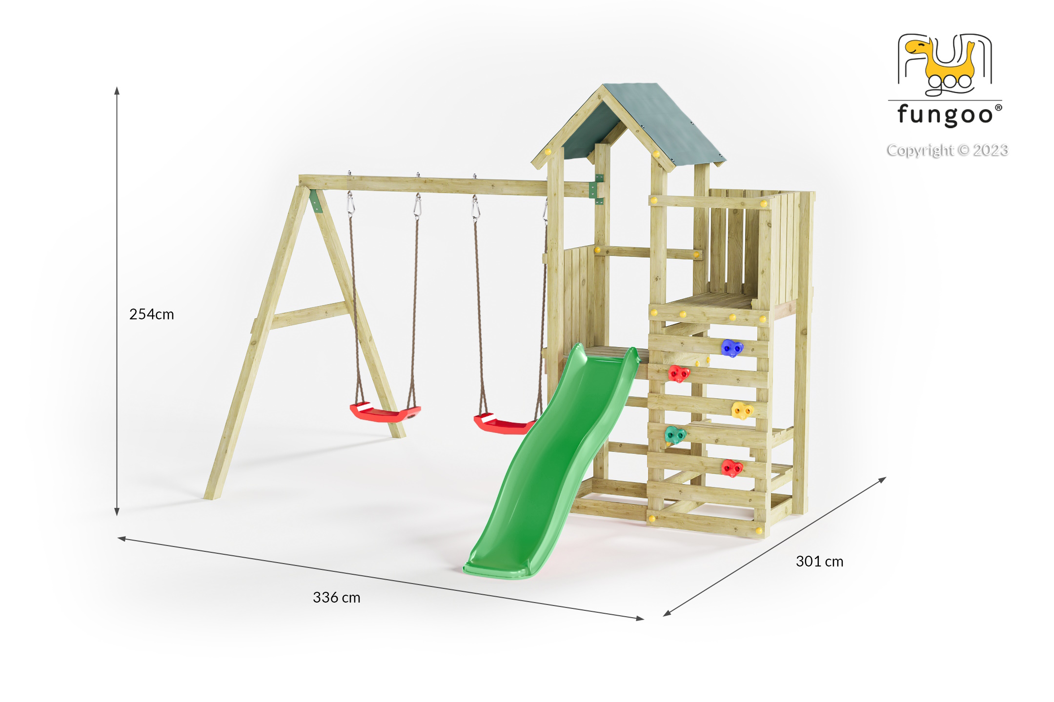 Aire de jeu fungoo chester avec balançoire double