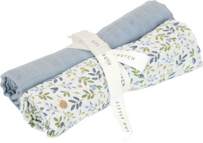 Little Dutch Forest Adventure & Denim Blue Musselintepper 2-Pakk, Blå