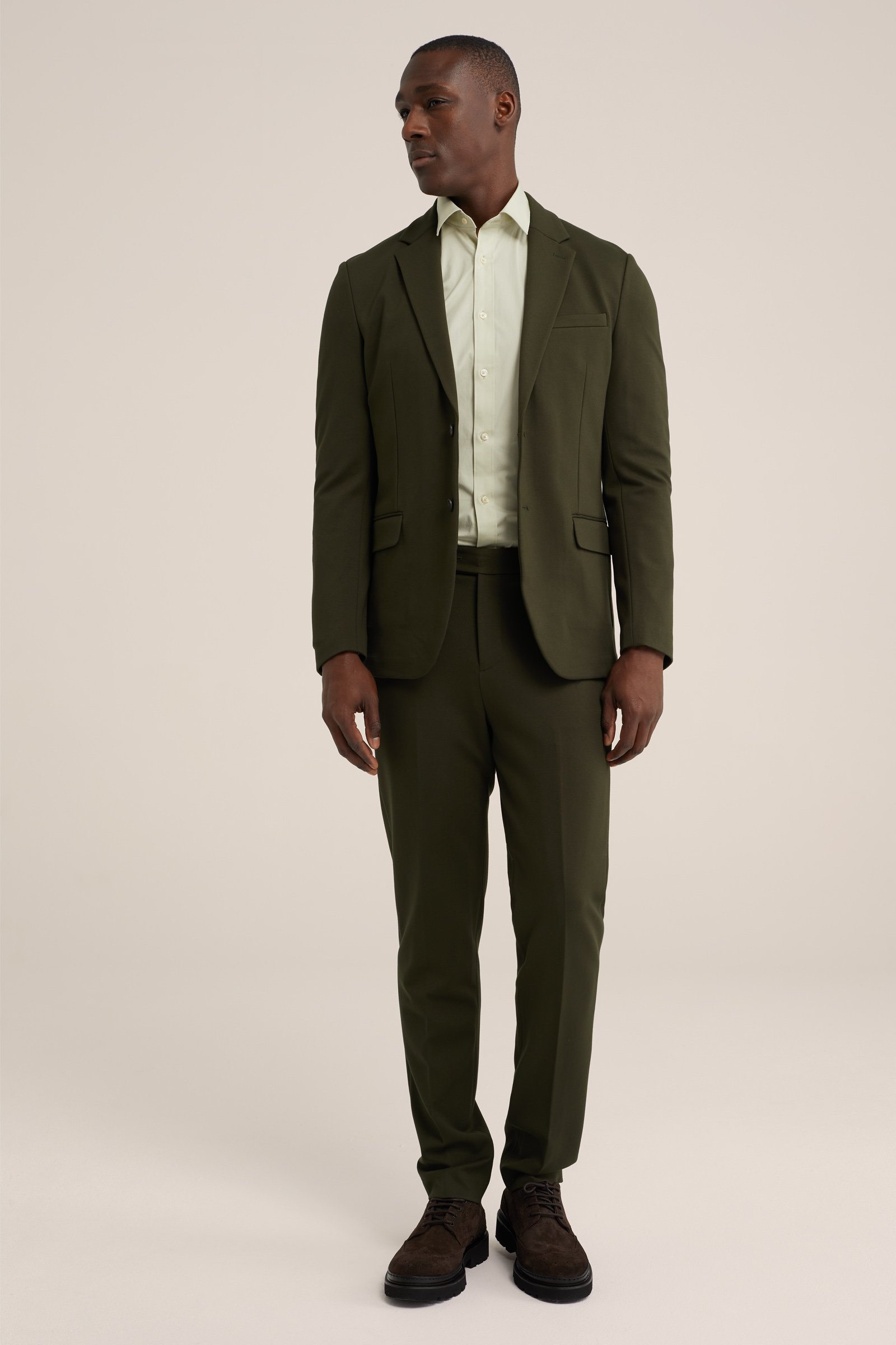 slim fit blazer met stretch WE Fashion Mosgroen