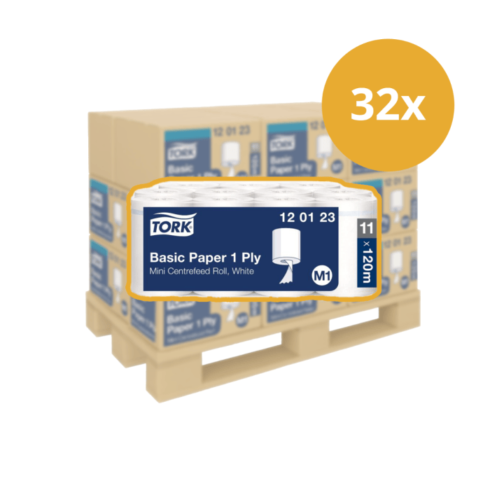 Tork 120123 Universal 310 Minirollen 1 Laags Wit 120 Mtr x 22 Cm Doos a 11 Rol Pallet Afname (120123P)