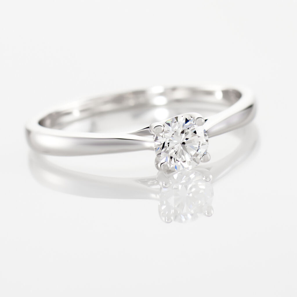 Bague Solitaire Fiona Or Blanc Diamant Synthetique