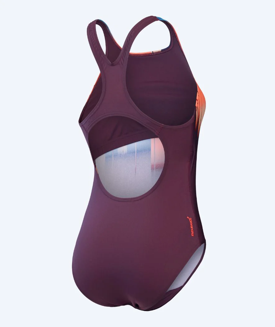 Speedo badedragt til damer - Digital Printed Medalist - Lilla/orange
