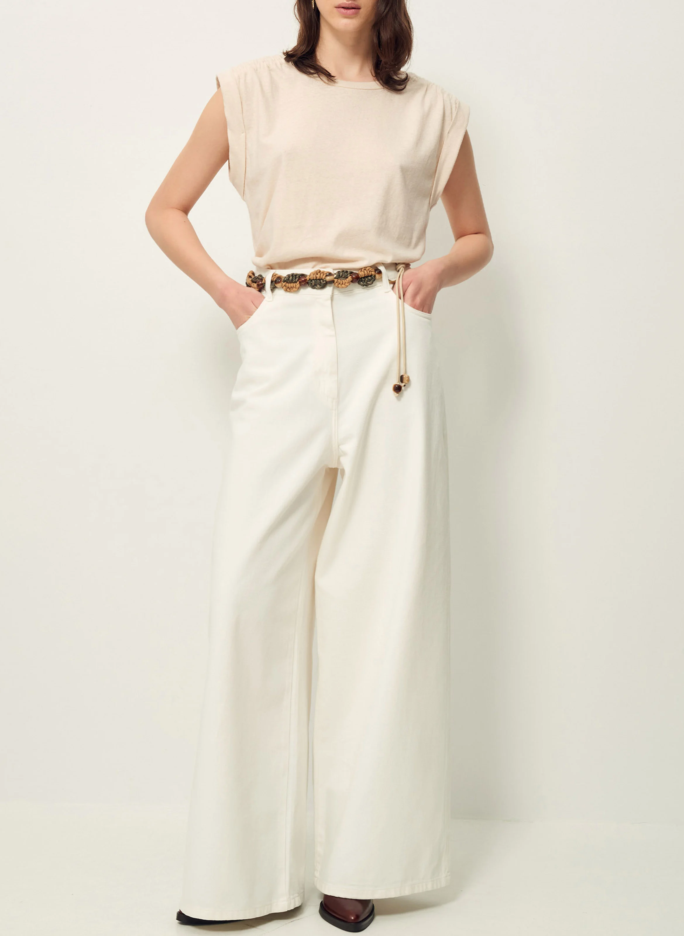 OYO - Tee-shirt sans manches en coton et lin | Beige