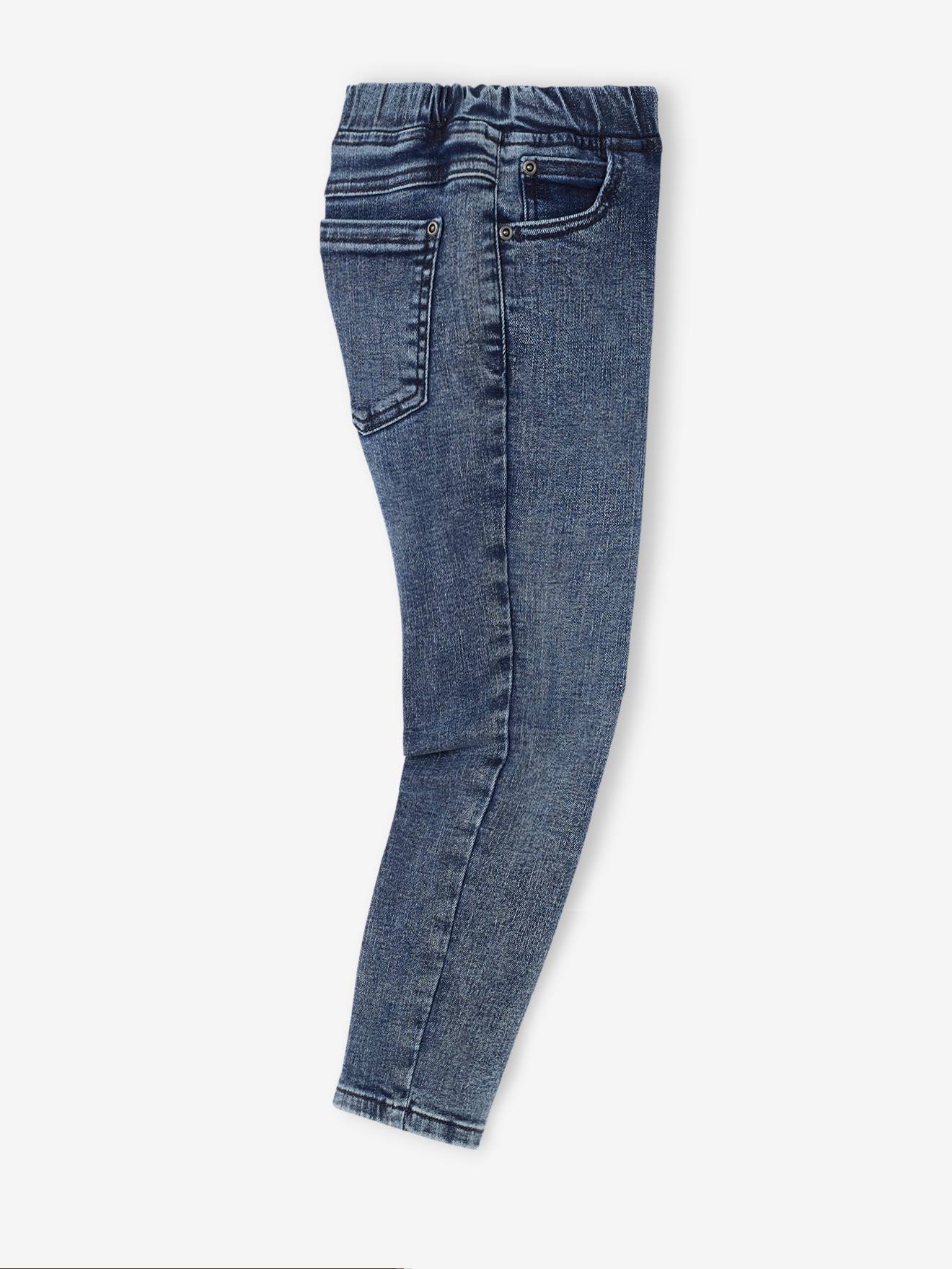 Calça jeans balão fácil de usar, com modelagem solta, preta lisa, para meninos.