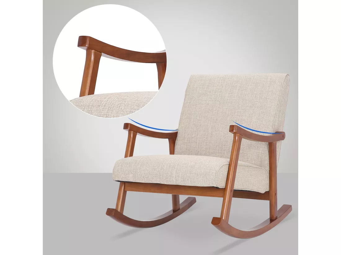 Fauteuil à bascule - Tissu - Crème - Morelia