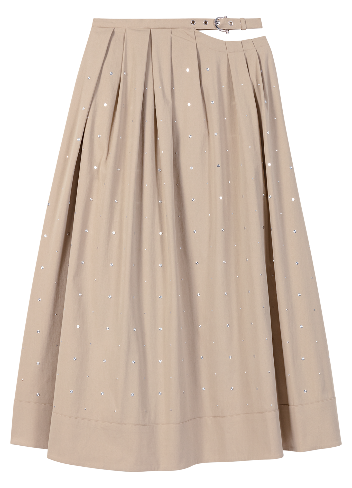 Jupe longue évasée en coton mélangé | Beige