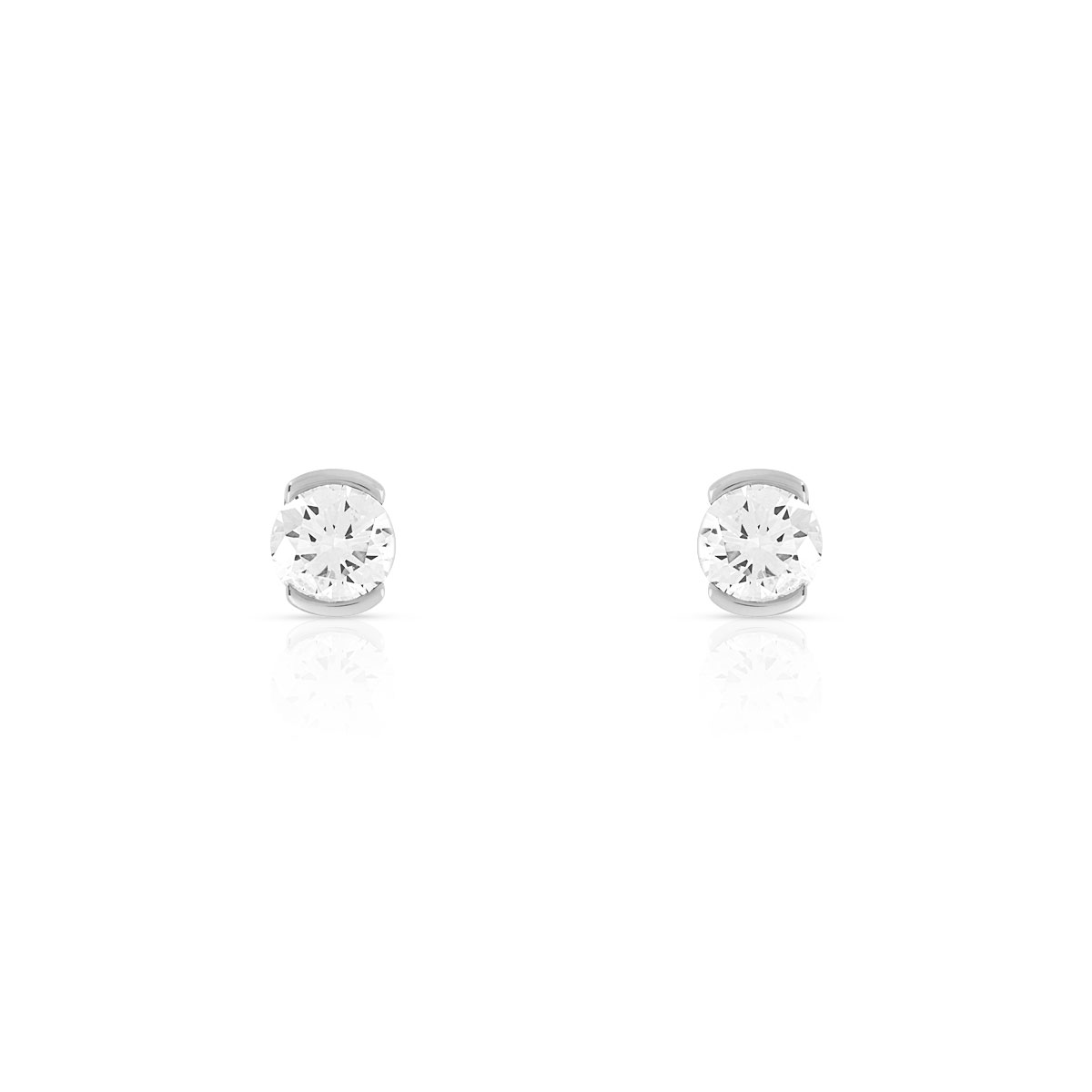 Boucles d'oreilles or blanc 750 diamant synthétique 0.40 carat