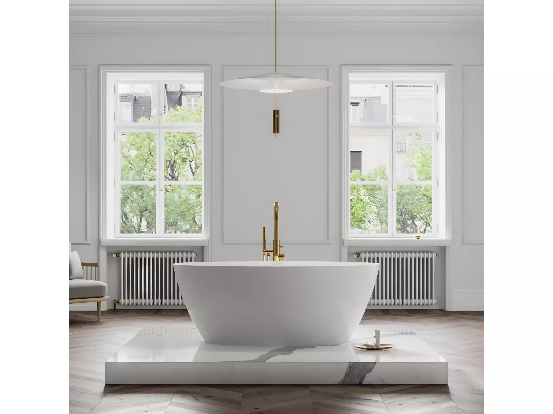 baignoire îlot OMNIRES SIENA M+ 161X81 CM couleur : blanc finition : brillant