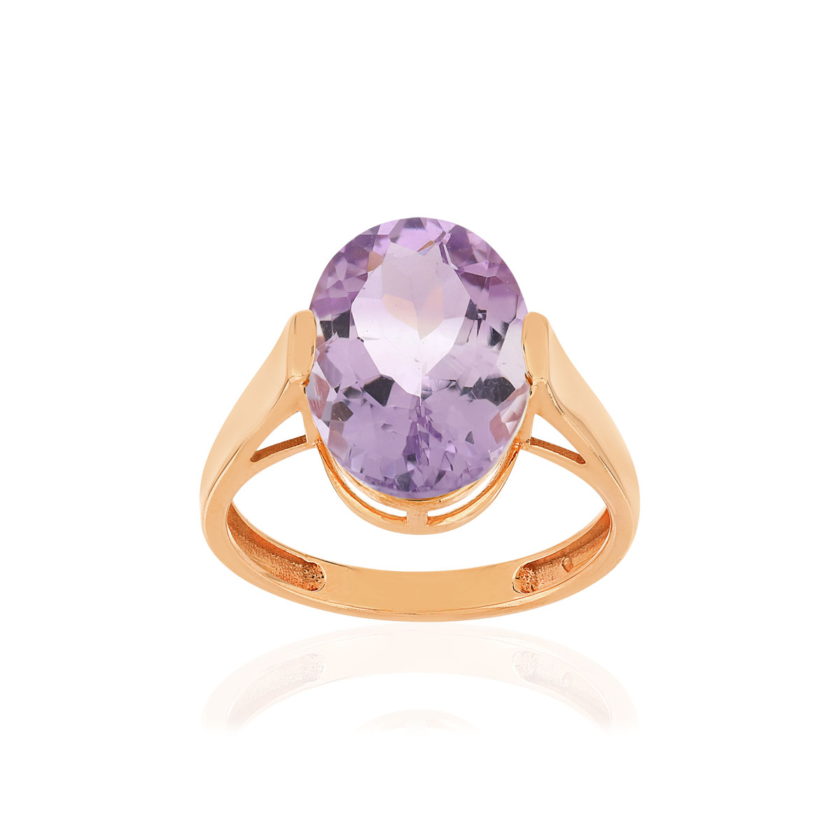 Bague or rose 750, 1 améthyste de 5,40 carats.