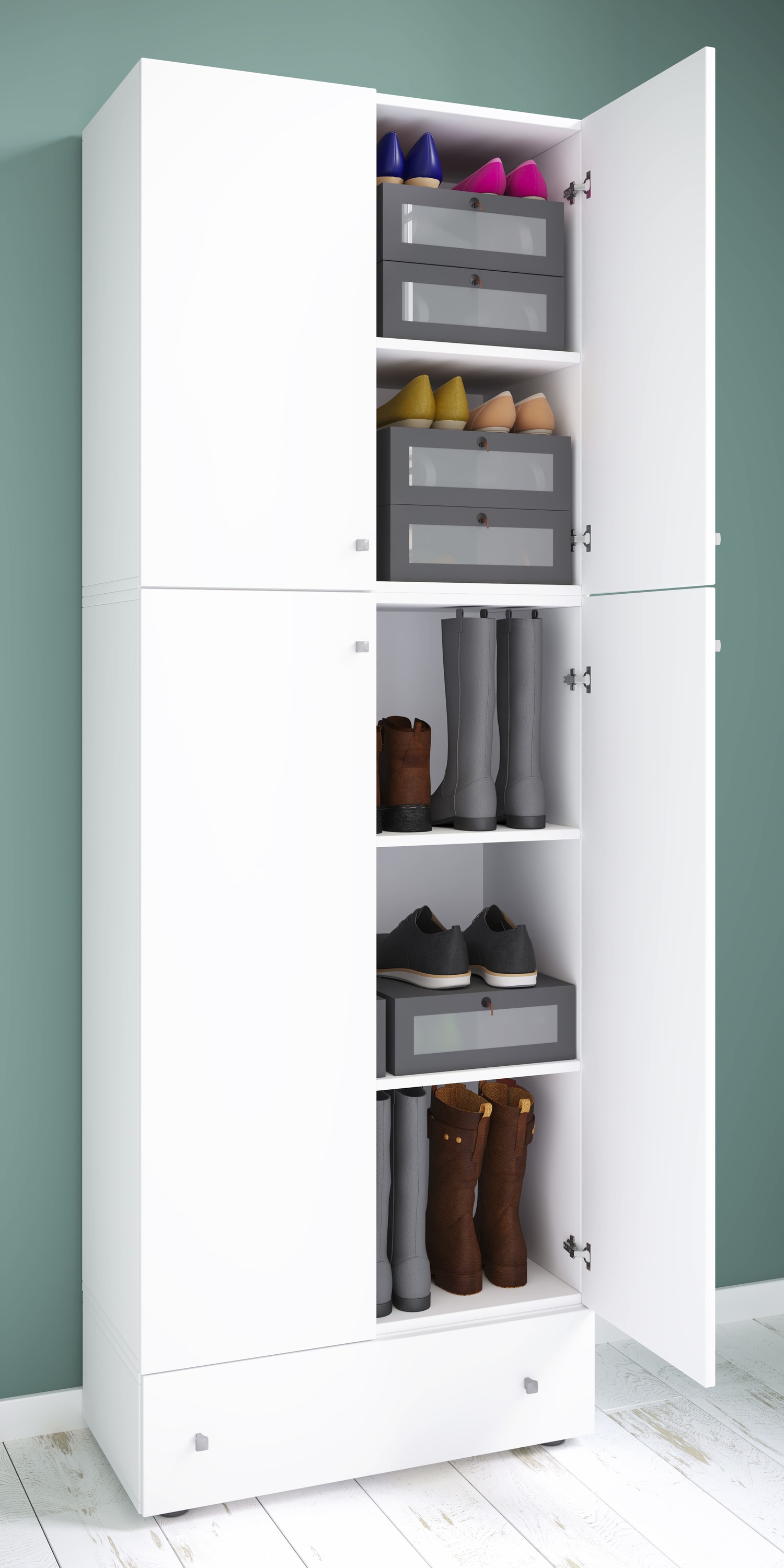 VCM XXL Schuhschrank Kleiderschrank Schuhe Schrank Dielenschrank Lona 5f Schublade