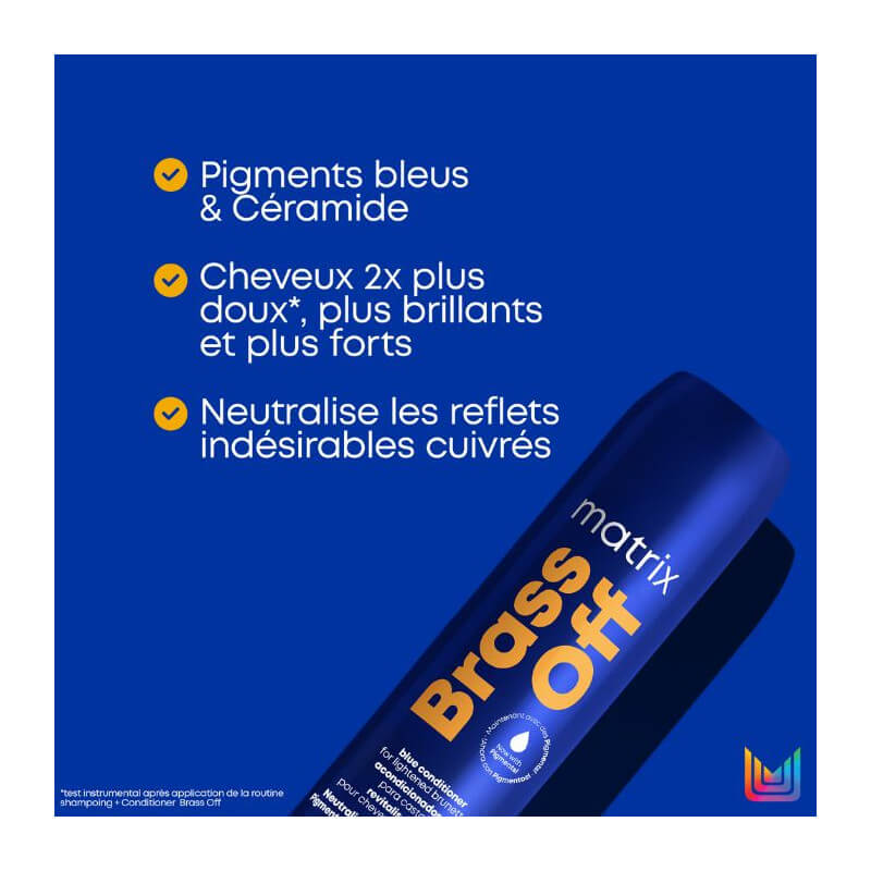 Après-Shampoing pigmenté bleu pour cheveux châtains éclaircis Brass Off Matrix 300ml
