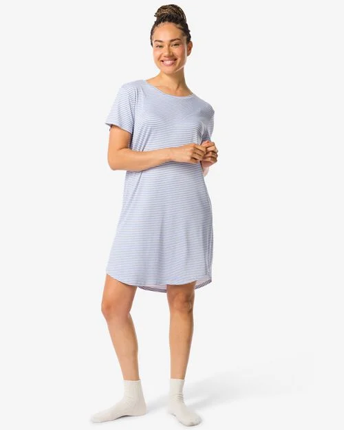 chemise de nuit femme rayée bleu clair