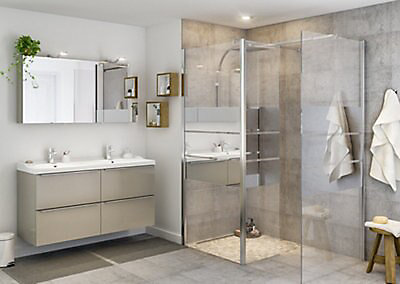 Paroi de douche à l'italienne et volet GoodHome Beloya miroir 77.5 + 45 cm et barre de fixation