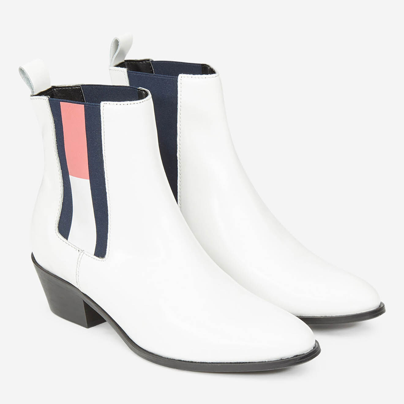 Tommy Hilfiger Santiags en Cuir Elastique Coporate blanches