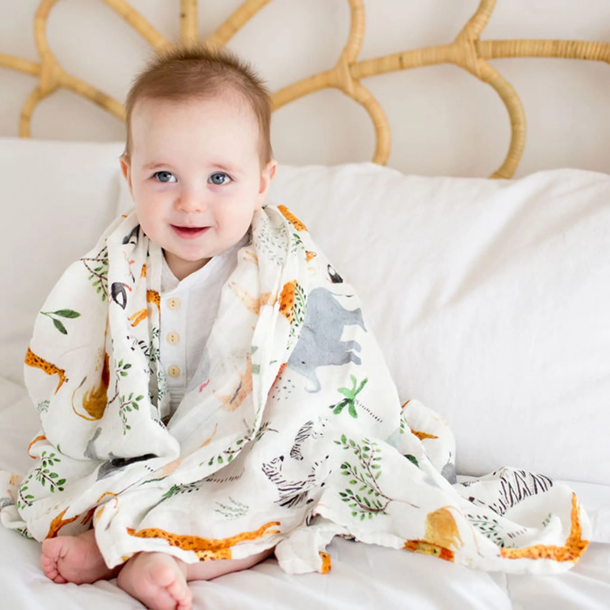 Loulou Lollipop Couverture Mousseline Bambou - Safari