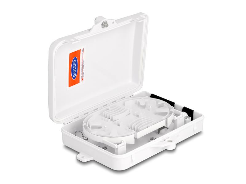Delock LWL Verteilerbox IP65, 6 Port, Weiss Delock LWL Verteilerbox für Innen- und Aussenbereich IP65 wasserfest abschliessbar 6 Port weiss