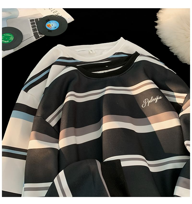 Mimiyox - T-shirt met lange mouwen, ronde hals en strepenprint