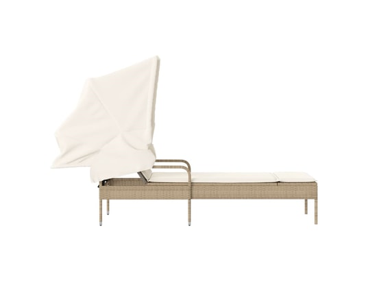 VIDAXL - Bain de soleil Chaise longue avec auvent beige résine tressée