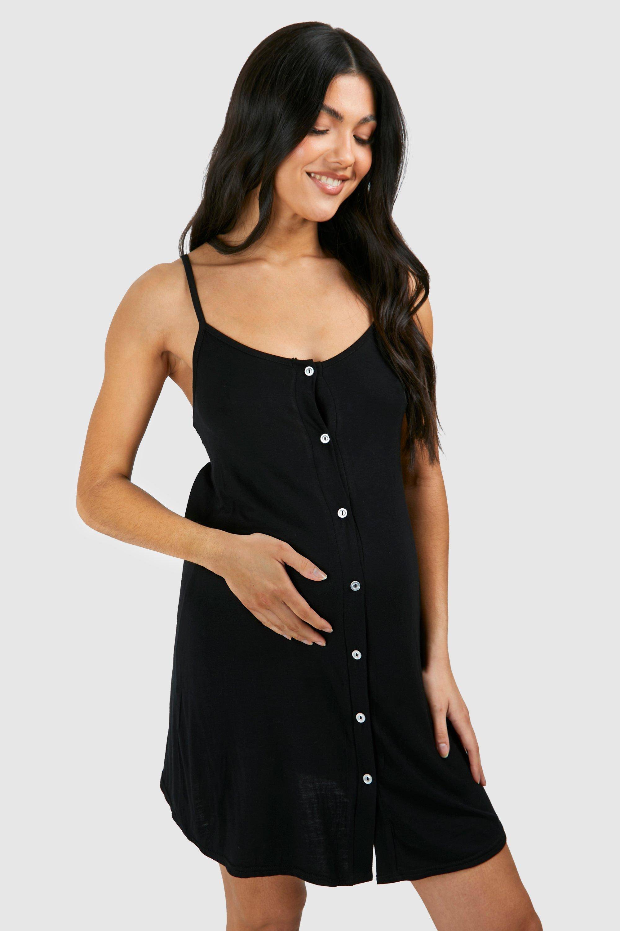 boohoo Maternité - Nuisette de grossesse boutonnée à bretelles
