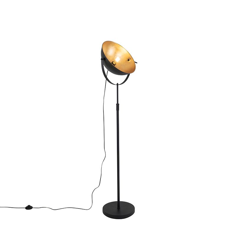 Vloerlamp zwart met goud 35 cm verstelbaar - Magnax