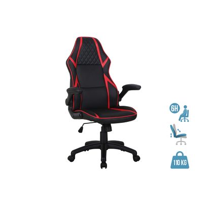 Fauteuil gamer RACER SPEED - accoudoirs rabattables - noir et rouge