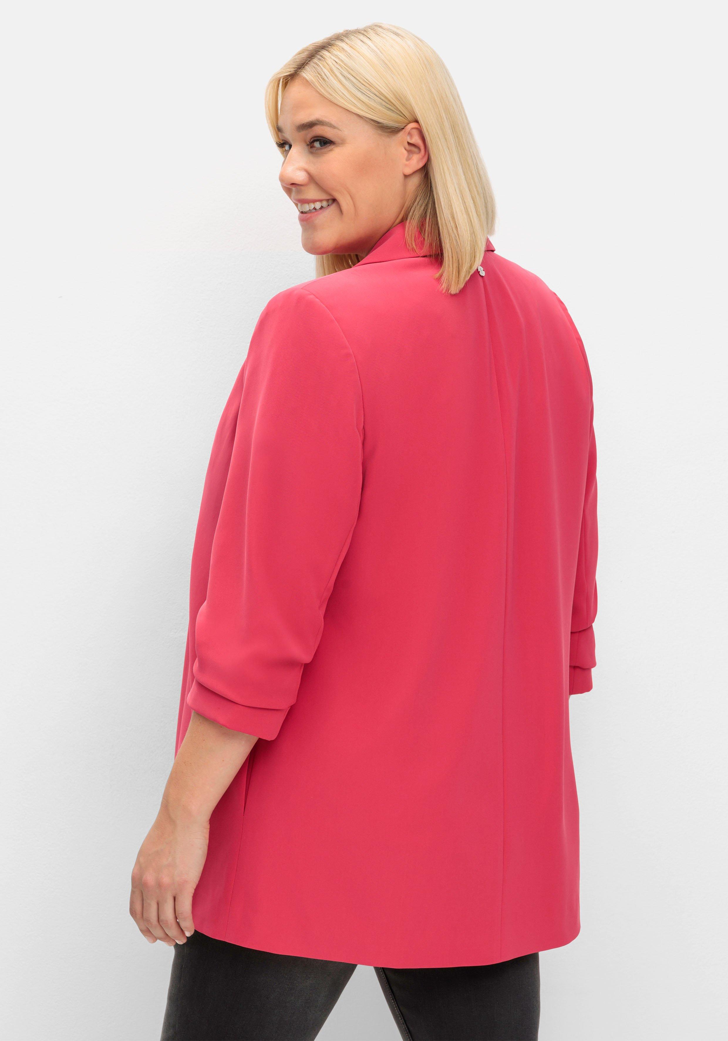 Langer Blazer mit Schalkragen und gerafftem 3/4-Arm
