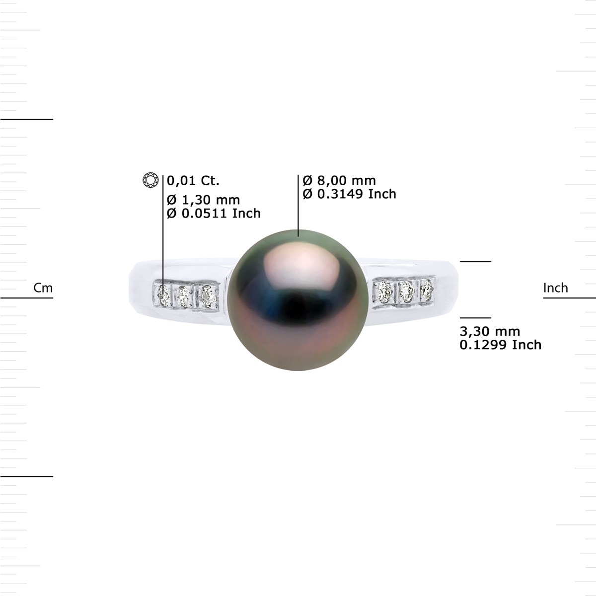 Bague Stella Jonc Perle de Tahiti 8-9 mm & Diamant - Or Blanc