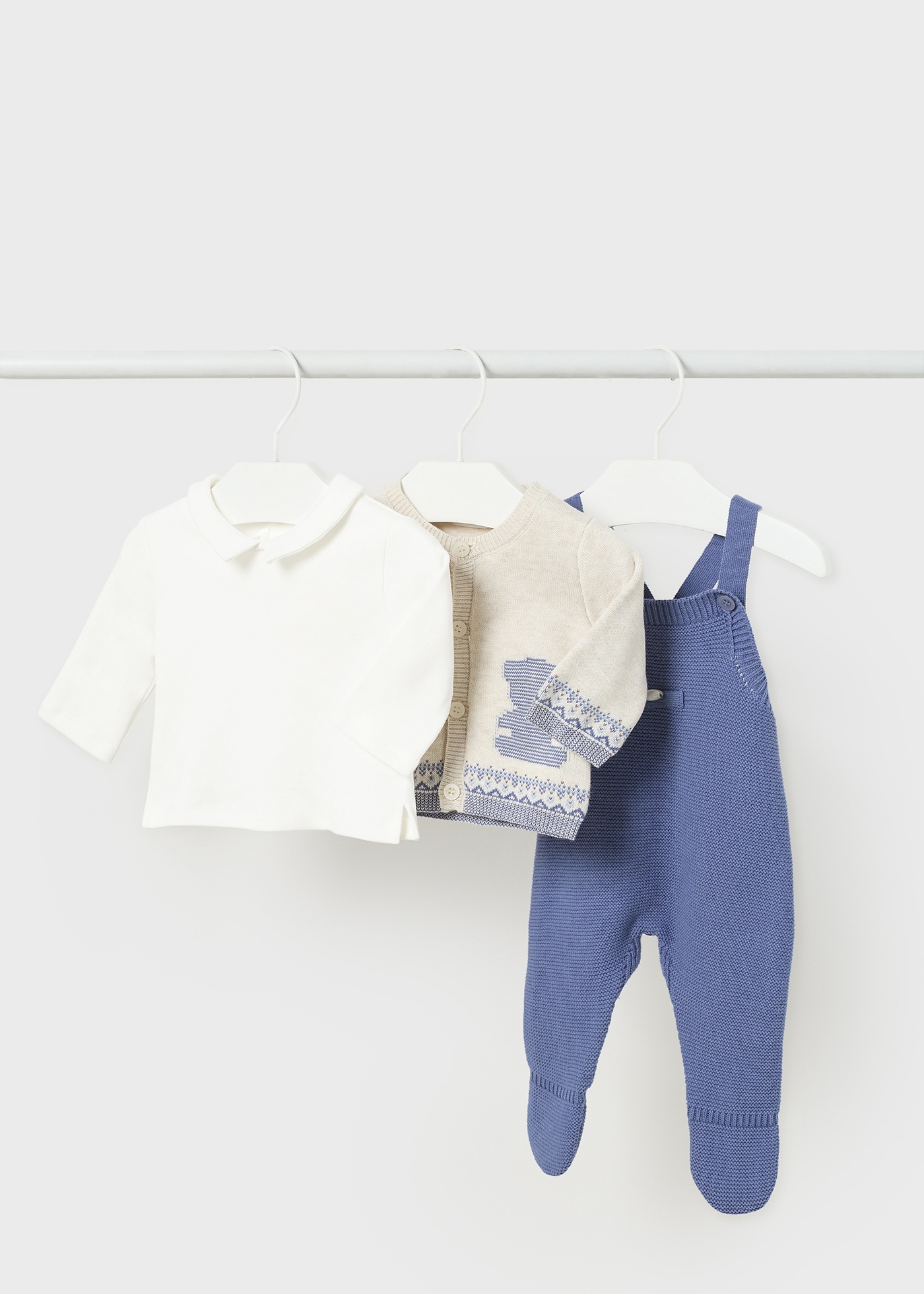 Conjunto de malha de algodão Better Cotton de 3 peças para recém-nascido