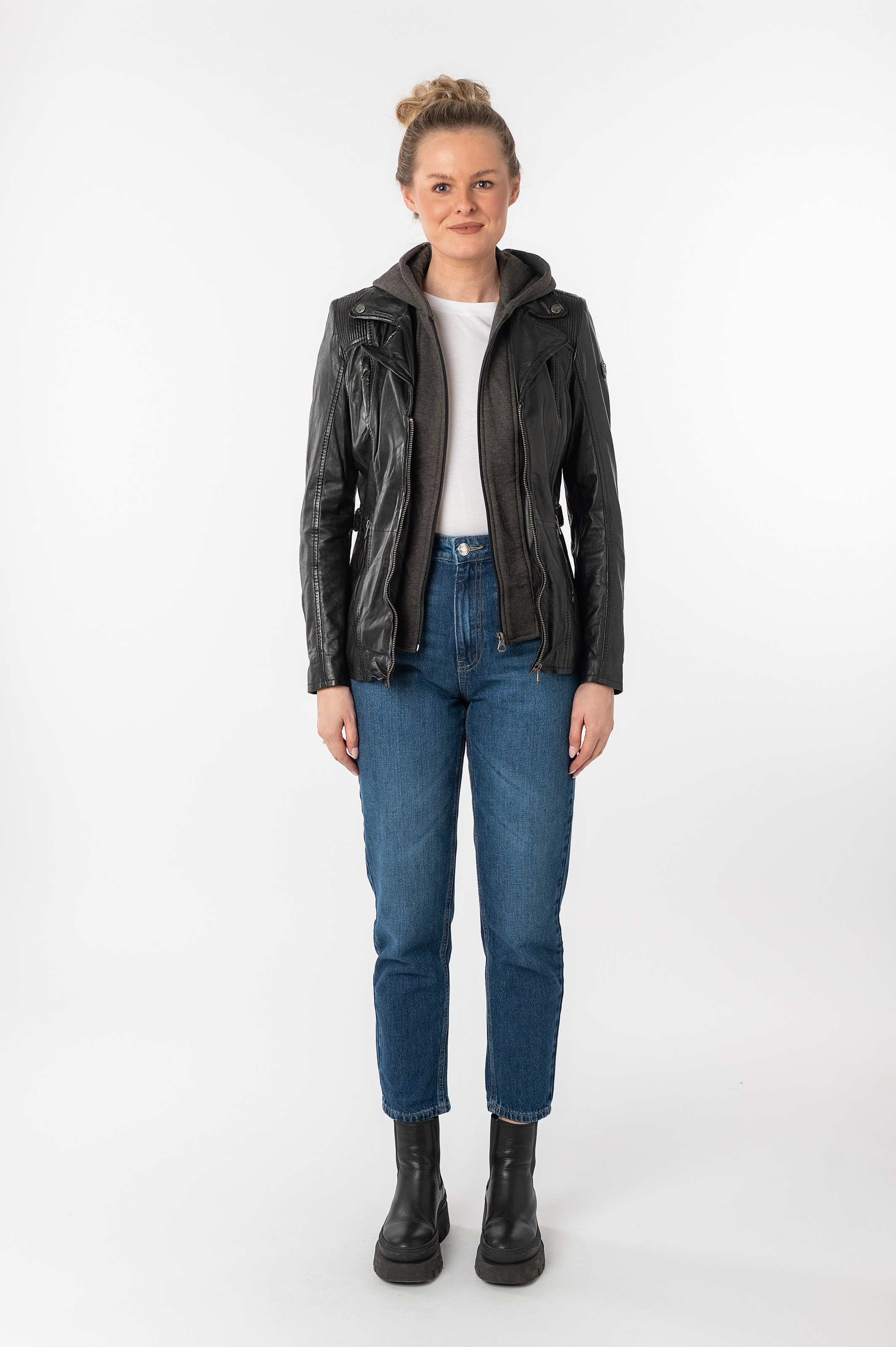 Mauritius Lederjacke »Adelyn« mit Kapuze 2-in-1-Lederjacke