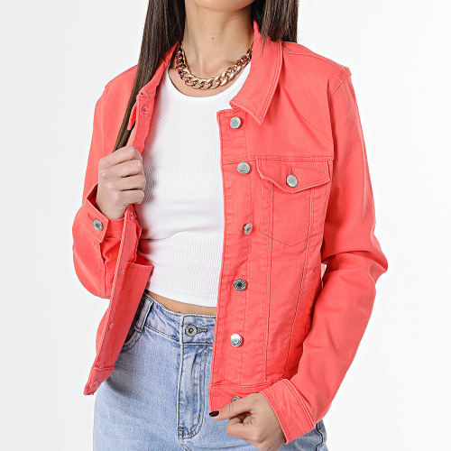 Veste Jean Femme Crop Soya Corail