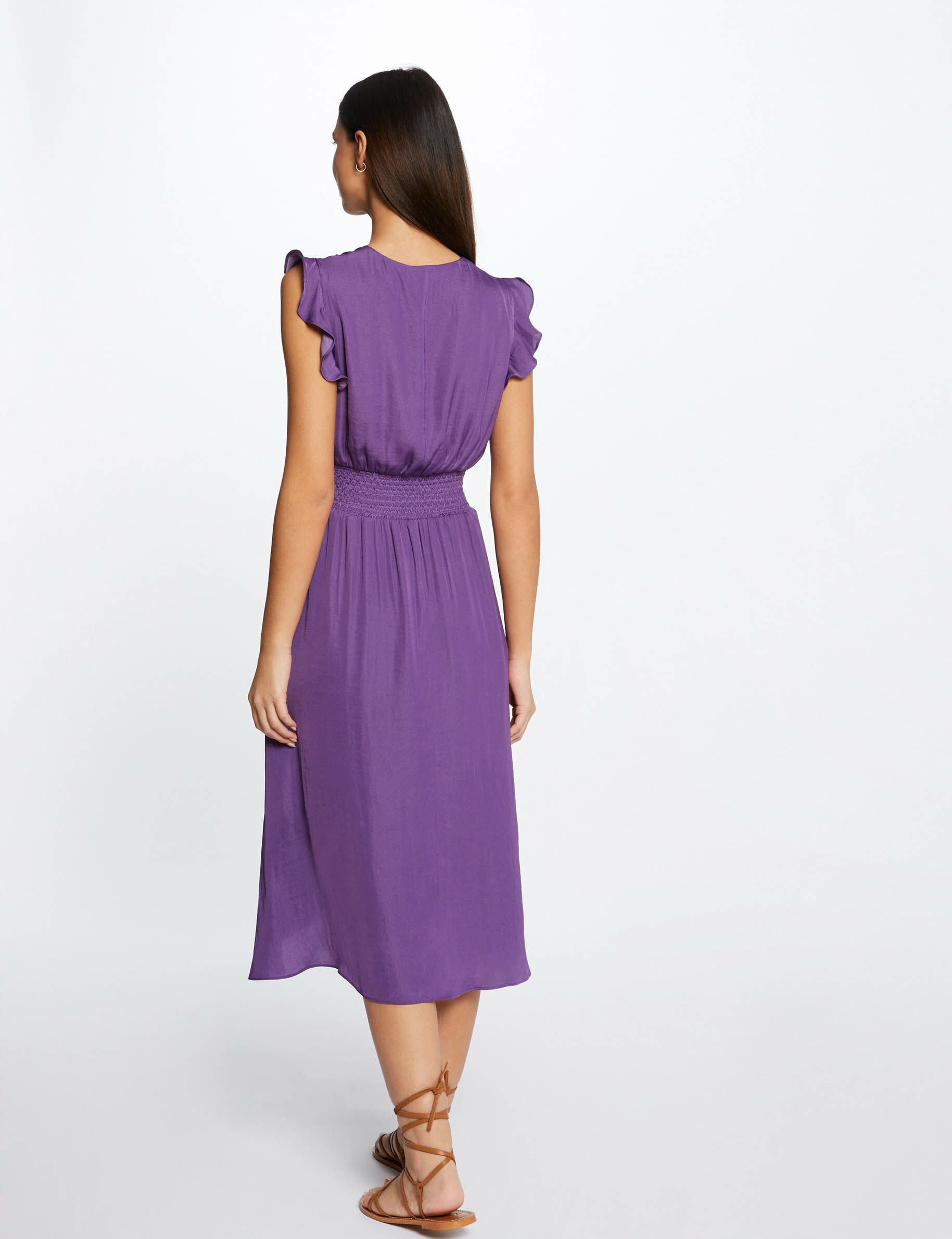 Robe droite fluide sans manches violet fonce femme - violet_fonce
