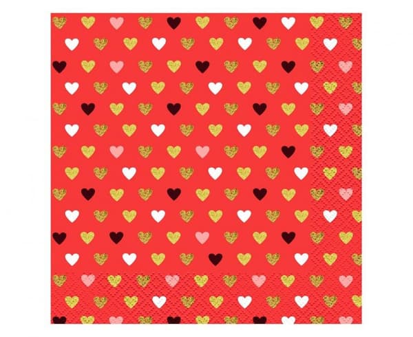 Love XOXO röda servetter 20 st 33x33 cm