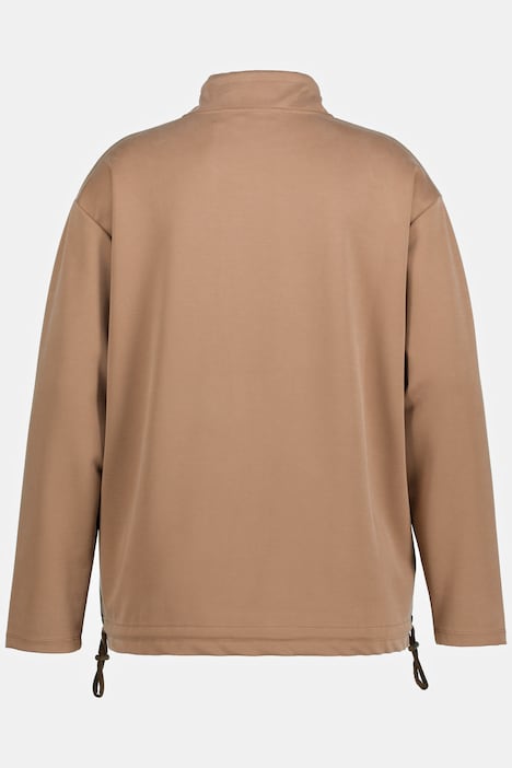 Sweatjacke, Oversized, Tunnelzug, Stehkragen, Langarm