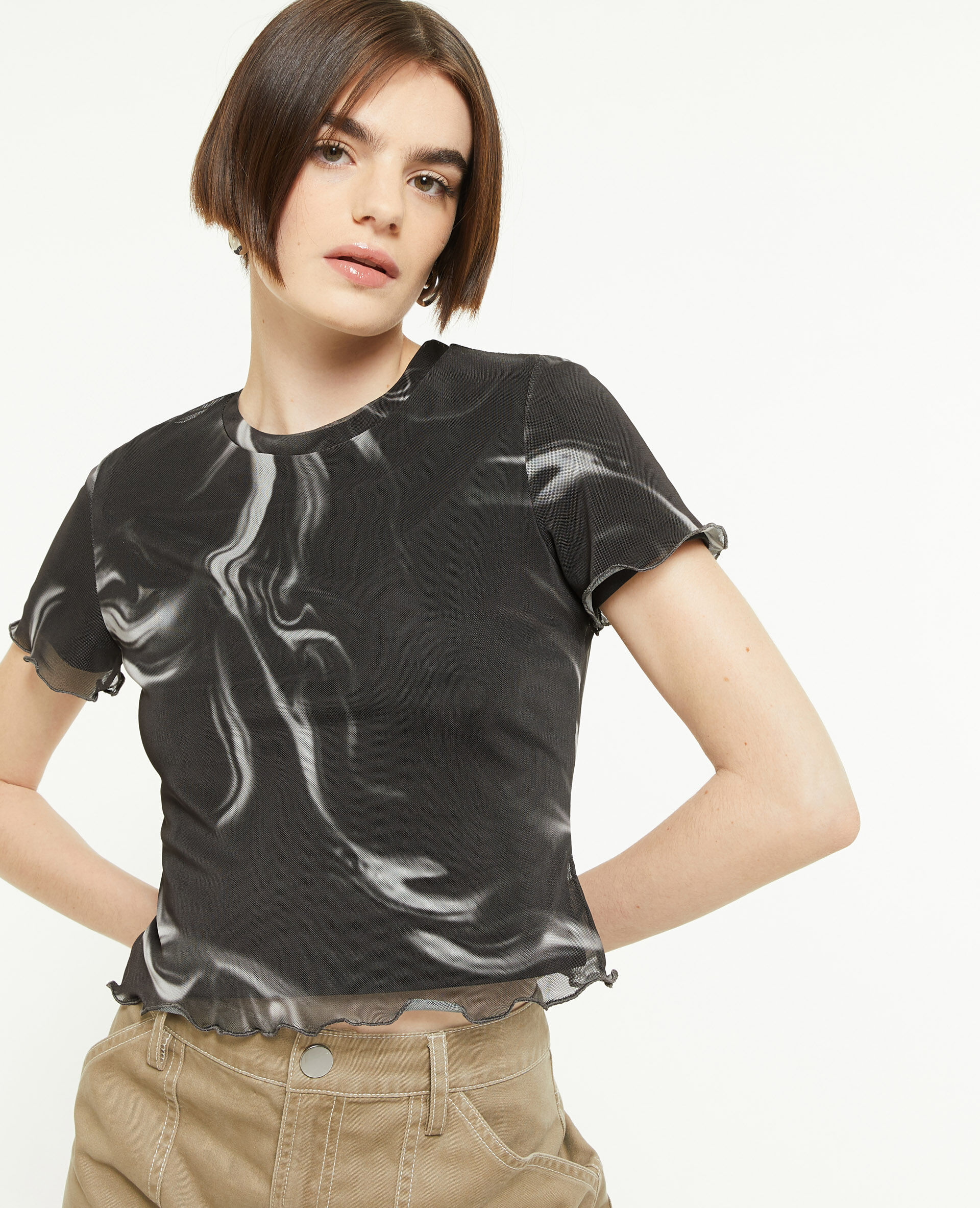 Top court en tulle - Noir