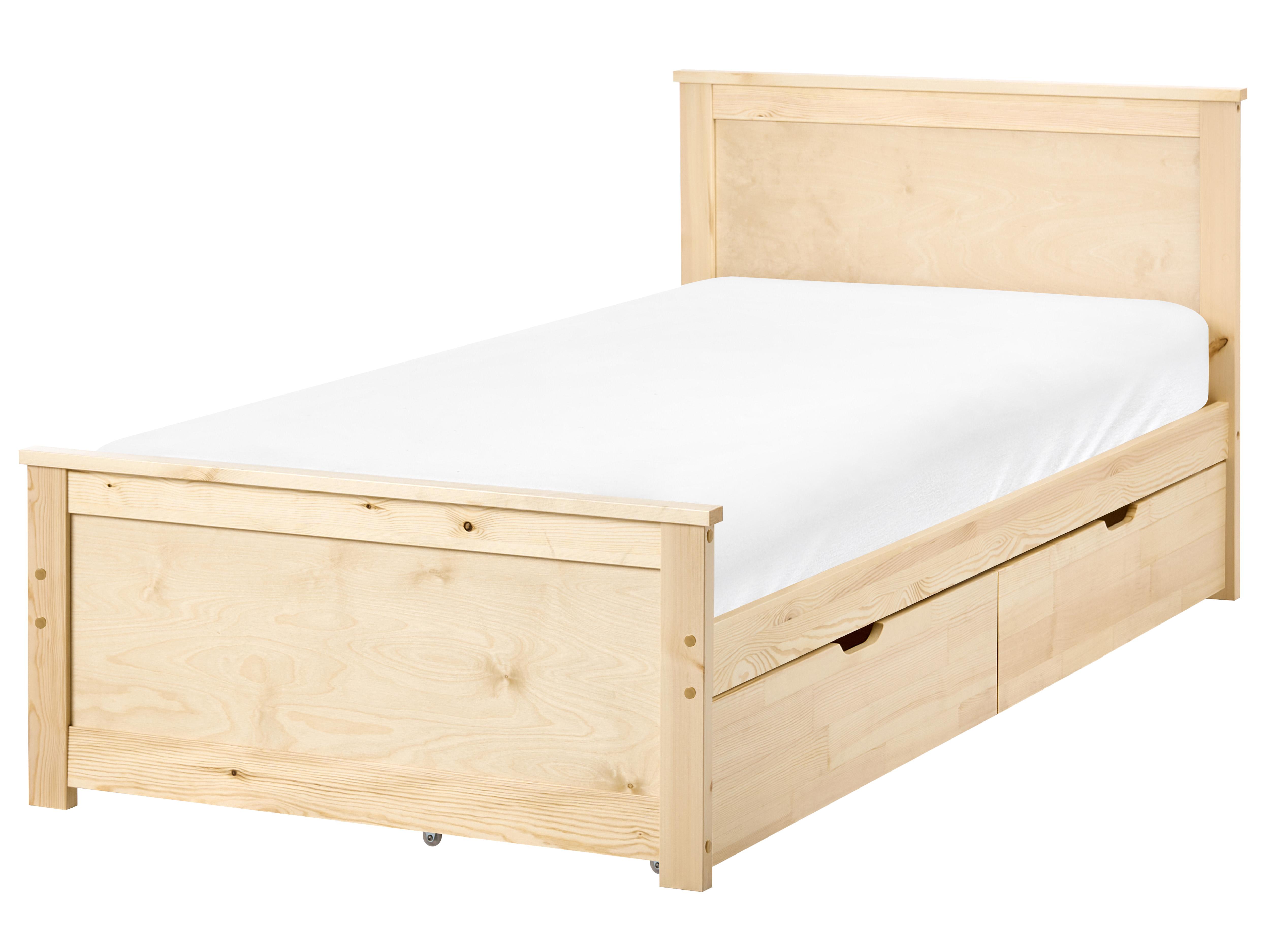 Bed met 2 lades Dennenhout DAUPHIN 90 x 200 cm Lichtbruin