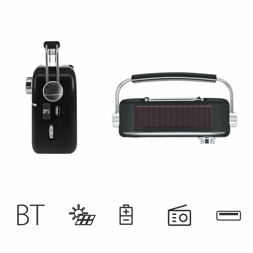 Manta - FM/AW/SW bærbar radio med solpanel