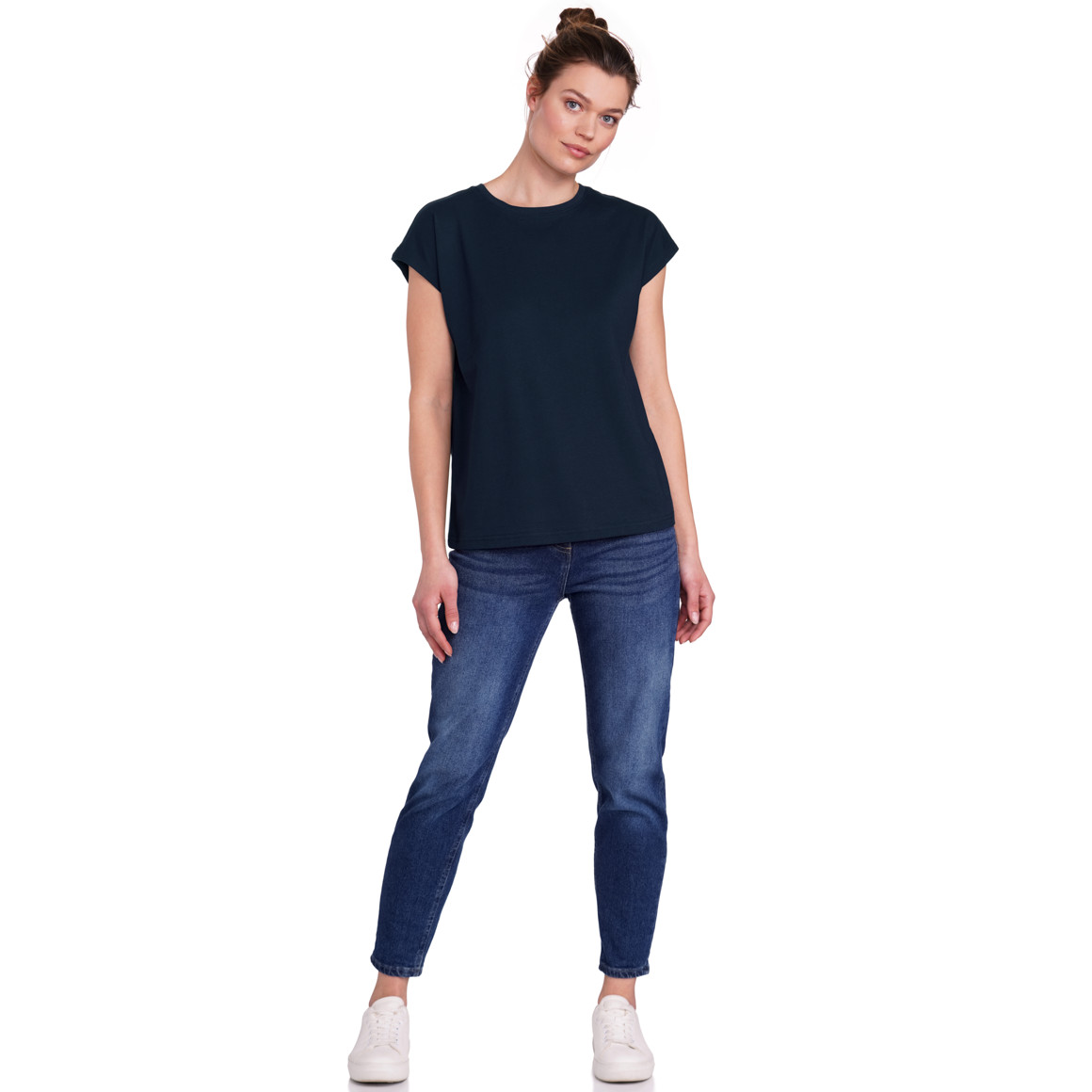 Jonas Nielsen Damen T-Shirt mit überschnittenen Ärmeln dunkelblau