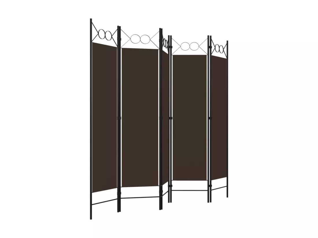 Cloison de séparation 5 panneaux Marron 200x180 cm