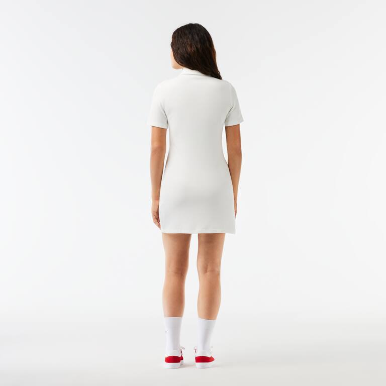 Robe polo boutonnée femme Lacoste en coton biologique Robes & Jupes - Blanc - Lacoste - Femme