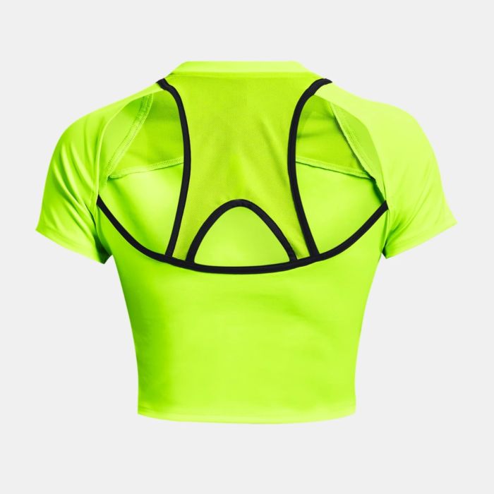 Under Armour Dame T-shirts Run Anywhere Crop SS Gul