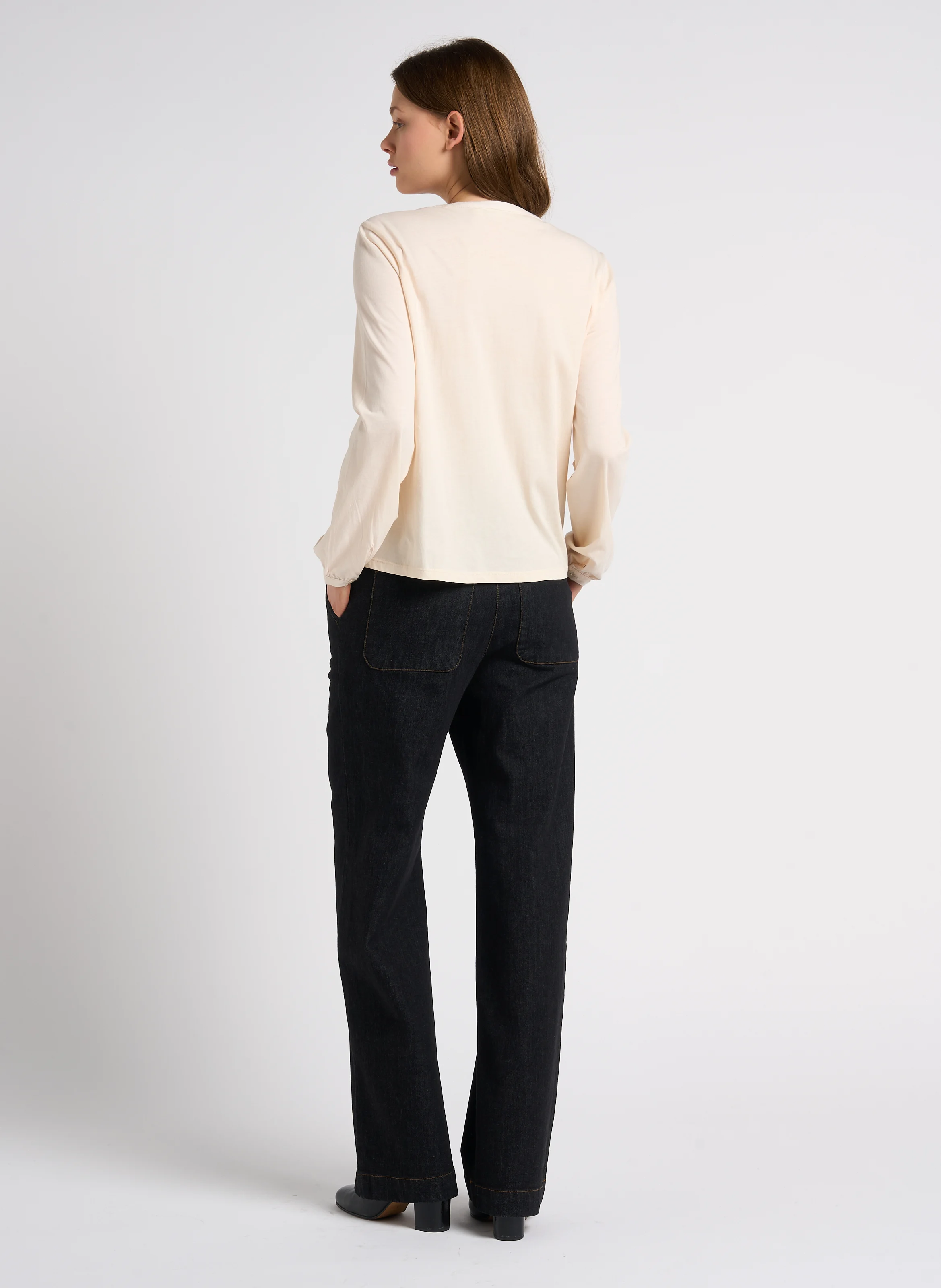 Jean large en coton mélangé | Bleu